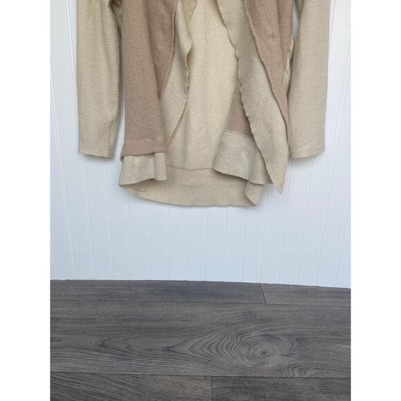 Chico's Cardigan Sweater Sz 1 Beige, Wool Double Layer Margie Sand Pear - Picture 2 of 6